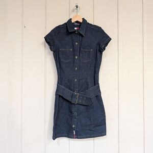 Vintage Tommy Hilfiger 90s‎ Y2K Belted Denim Short Dress